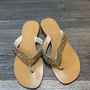 Pelle Moda  Gold Crystal Women's Sandals size 7.5 (j145)